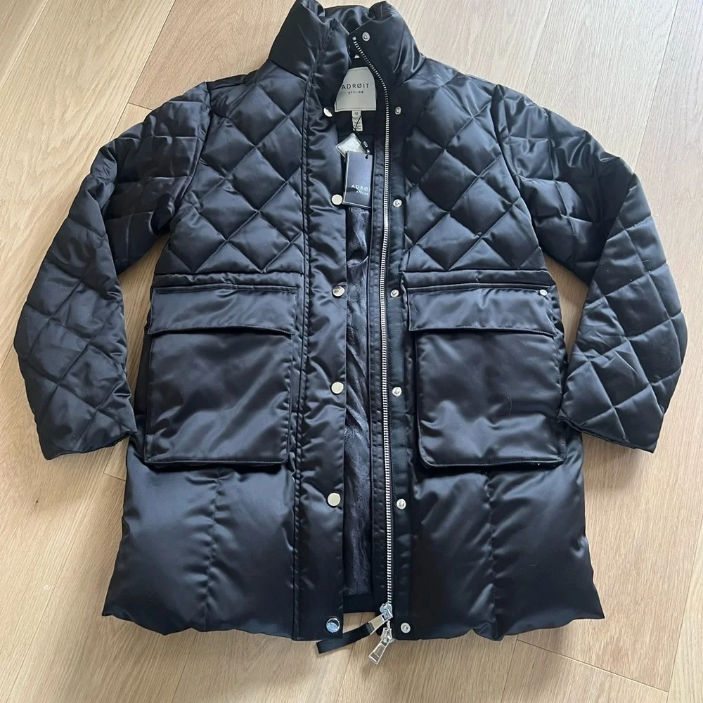 Adroit Atelier Black Quilted Women's Down Jacket - Picture 2 of 8